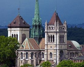 Catedral de San Pedro y el casco antiguo de Ginebra