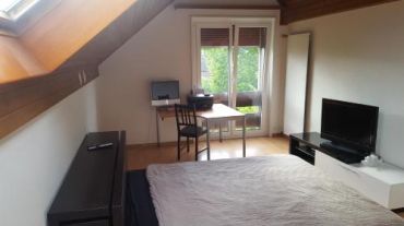 غرفة نوم في منزل فاخر في حي راقي بسويسرا