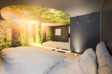 Swiss Forest Room with 4 Capsule Beds with shared bathroom 